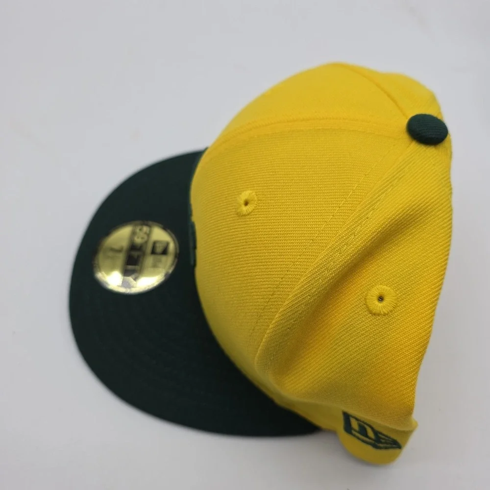 New Era 59FIFTY Oakland Athletics A's Fitted Hat 7‎ 1/2 Yellow Green MLB Cap NWT
